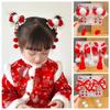 Red Tassel Bow Hairpin - Retro Hanfu Style for Girls