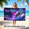 Cat Theme Soft Beach Towel Personalized Custom Name Text Towel Portable for Beach Pool Travel