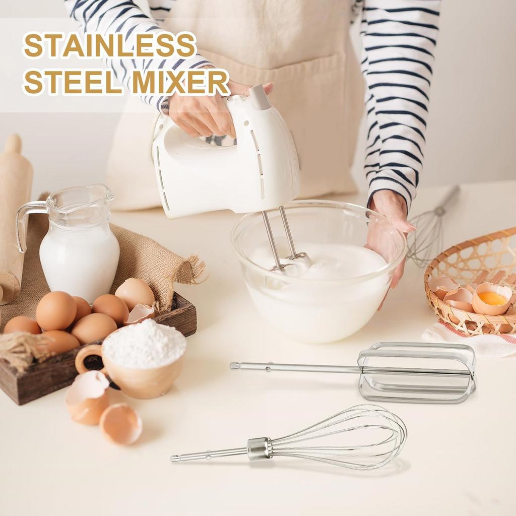 4Pieces Hand Mixer Accessories Stainless Steel Whisks Cooking Mixer Attachments for Effortless Mixing of Eggs Flour