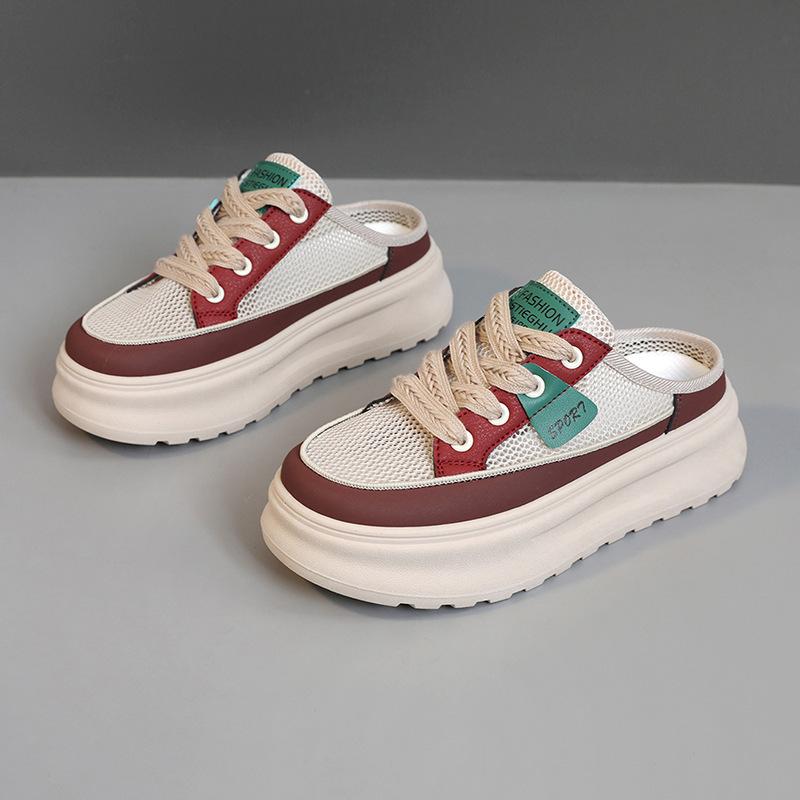New half-drag summer casual mesh breathable slippers slim-fitting thin baseplate shoes