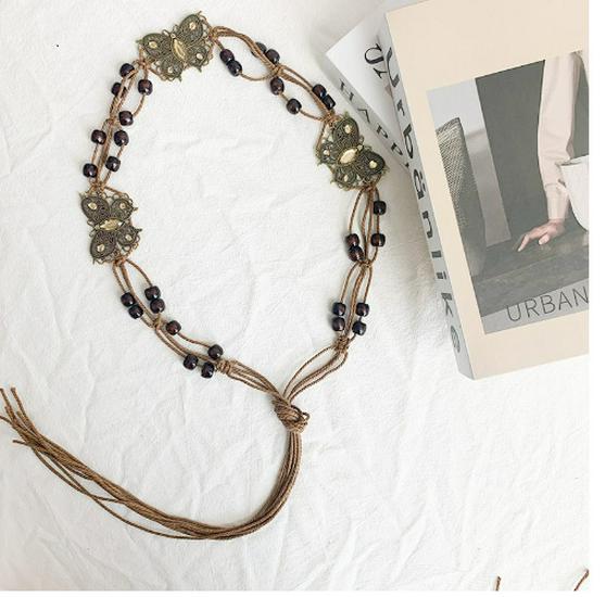 Ceinture de taille ethnique Y2K bohème faite à la main pour femmes – Décoration de robe polyvalente