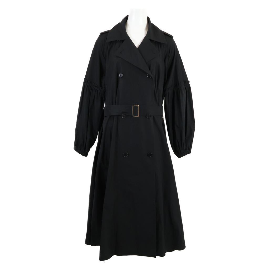 Max Mara 112102126 2020 Black Trench Coat Poplin Fabric Voluminous Sleeves coat 42 blackUsed