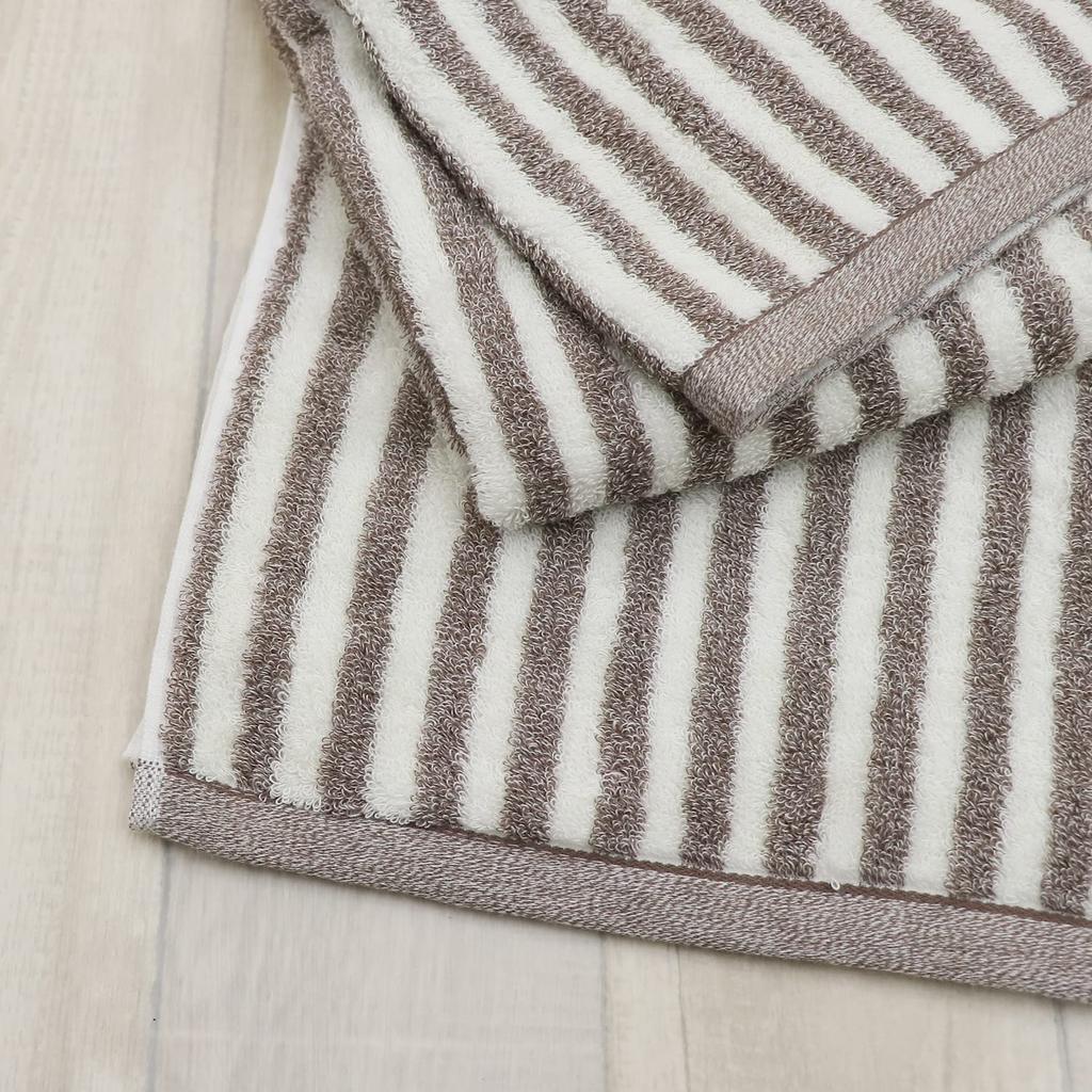 Freely Towel Face Set of Solid Machine Summer Towels Towels, 6, 34x80cm, 100% Cotton, Thick, Color, Washable, Absorbent, (Six Striped/Brown Towels)