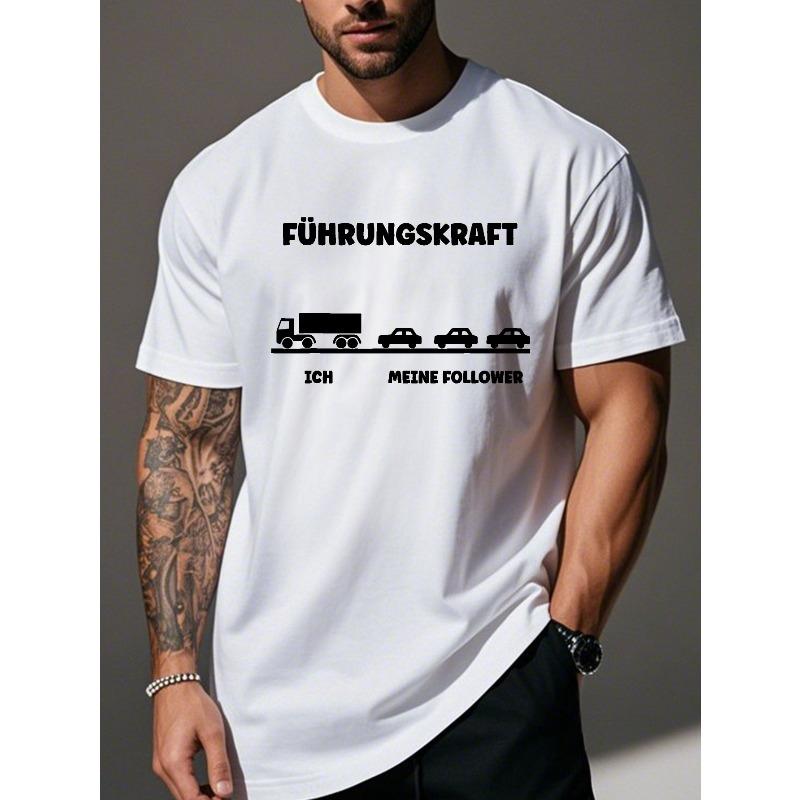Humorous German Crinkle Plus Size T-Shirt for Men,Ideal for Daily Wear and Casual Sportswear S