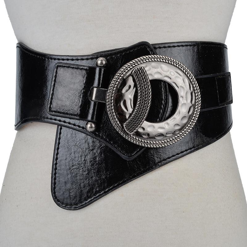 1PC Mode Femme Vintage Style Carreaux Ceinture de Taille Super Large PU+Cuir de Vache Ajustable Chemise Amincissante Corset Ceinture Ceinture Femmes