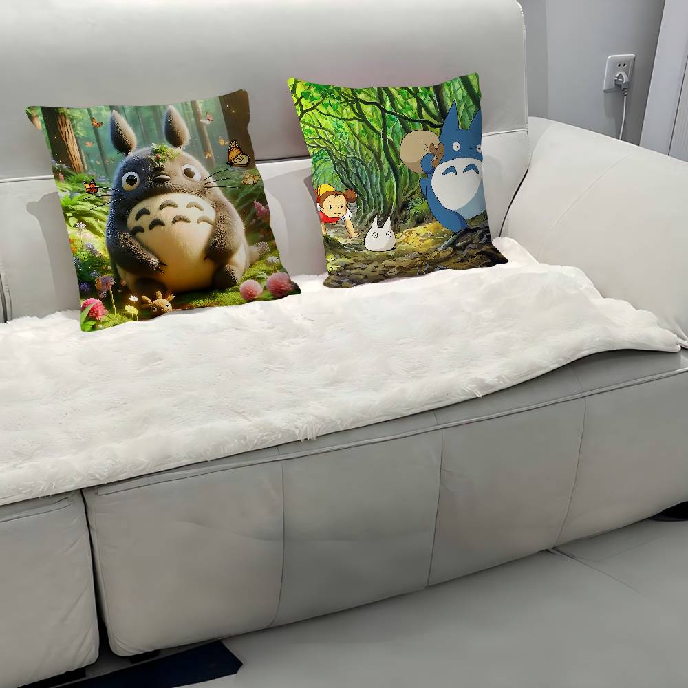 Anime M-Mein Nachbar Totoro Ahornblatt Design Kissenbezug Fröhliche Herbsternte Deko Feiertagsdeko Kissenbezug