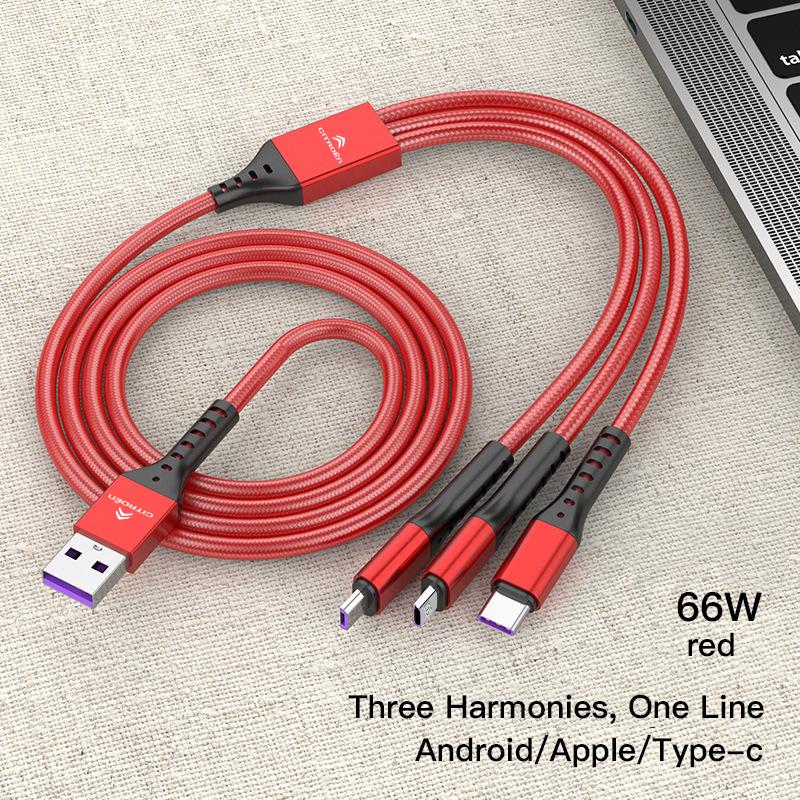 

USB Car 3-in-1 Phone Charging Cable Auto Accessories For Citroen C1 DS3 C2 C3 Vts C4 Saxo C4L C5 C6 C8 Xsara C3-XR Picasso SEGA красный