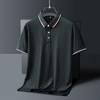 Minimalist Fashion Trend Summer Solid Color Polo Collar Ice Silk Men's Button Short Sleeve Loose Business T-shirt Topss