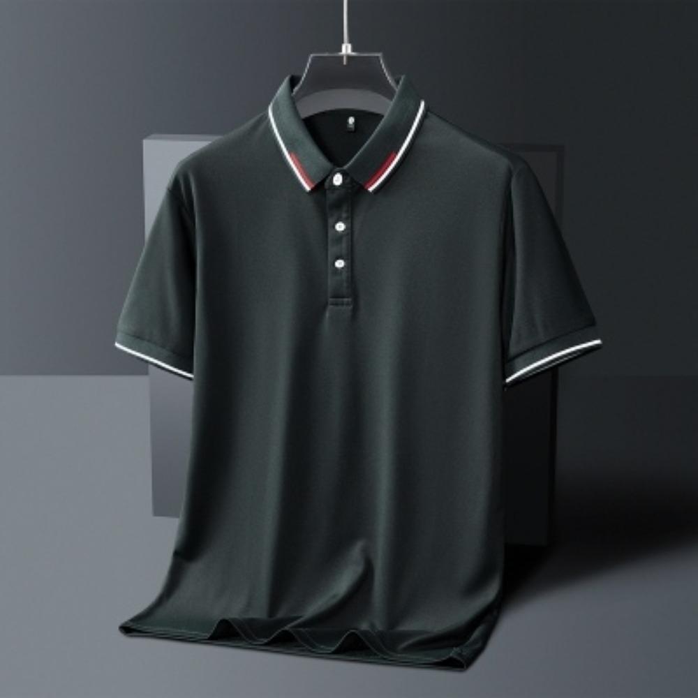 Minimalist Fashion Trend Summer Solid Color Polo Collar Ice Silk Men's Button Short Sleeve Loose Business T-shirt Topss