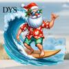DIY Window Display Stickers Christmas Surfing Santa Claus Static Glass Sticker, Tropical Waterproof PVC Decal for Sunproof Surface Decals Home