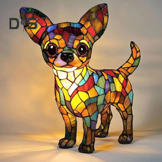 Stolní lampa Corgi Retro mořená pryskyřičná noční lampa s motivem psa LED stolní lampa pro domácí noční stolek dekorace milovníky psů dárek
