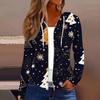 Dame Mote Juleprint Casual Glidelås Langermet Hettejakke