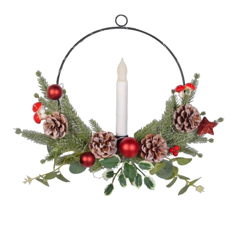 Elegant Christmas Wreath Hanging Decoration for Home Offices, Easy Installation,Illuminated Wreath Christmas Accessories