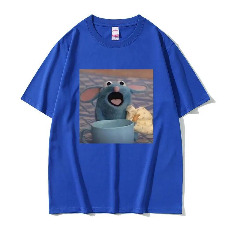 Funny Hungrt Tutter Mouse Meme Tshirt for Men Women Cute Kawaii Tee Shirt Man Cotton T-shirt Male Fashion Summer Short Sleeve