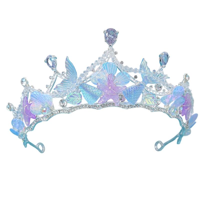 Handmade Sea Shell Star Fish Crown Headband for Ocean Themed Costume Parties and Bridal Accessories Hair Styling Crowns