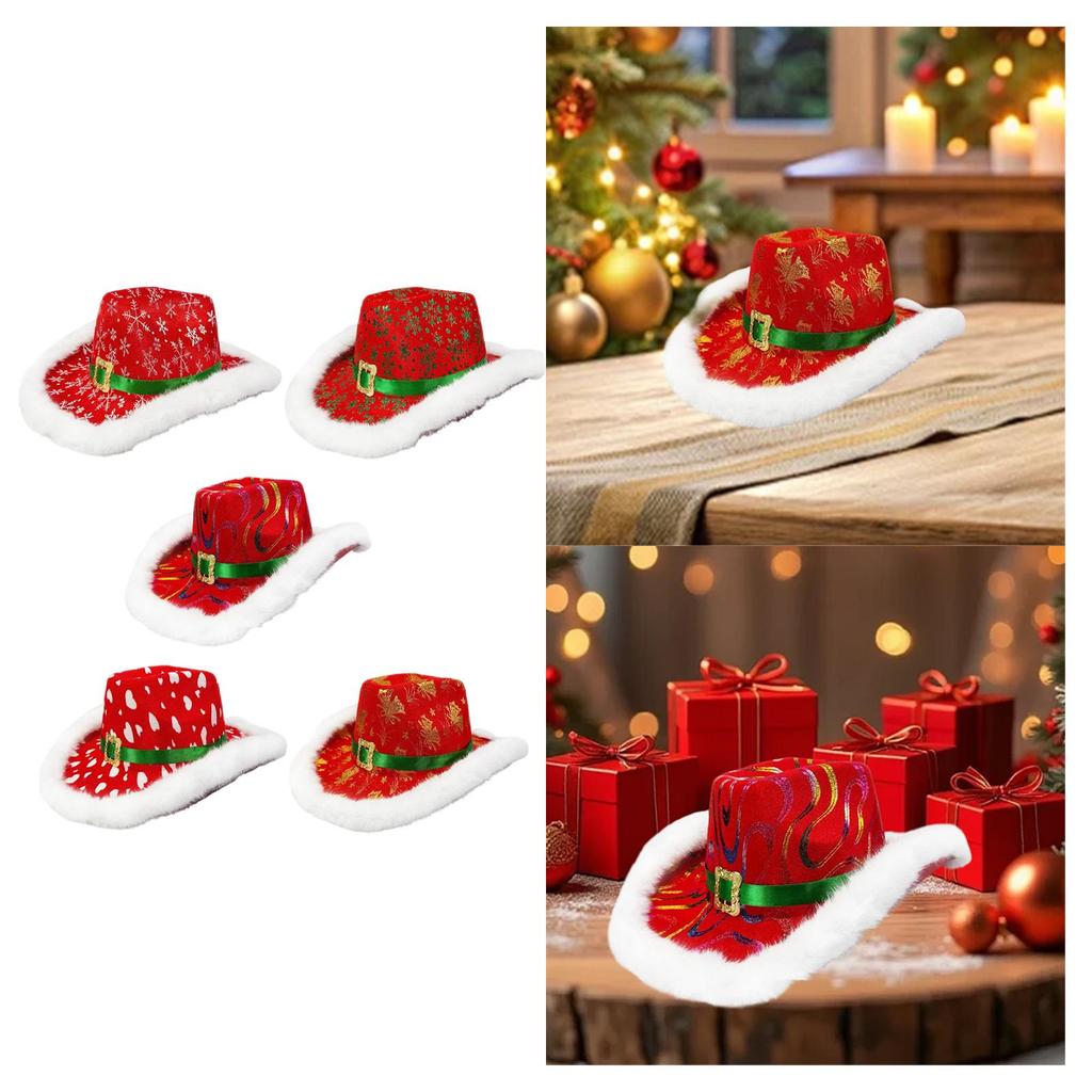 Christmas Cowboy Hat Funny Decorative Unisex Holiday Cap for Stage Performance