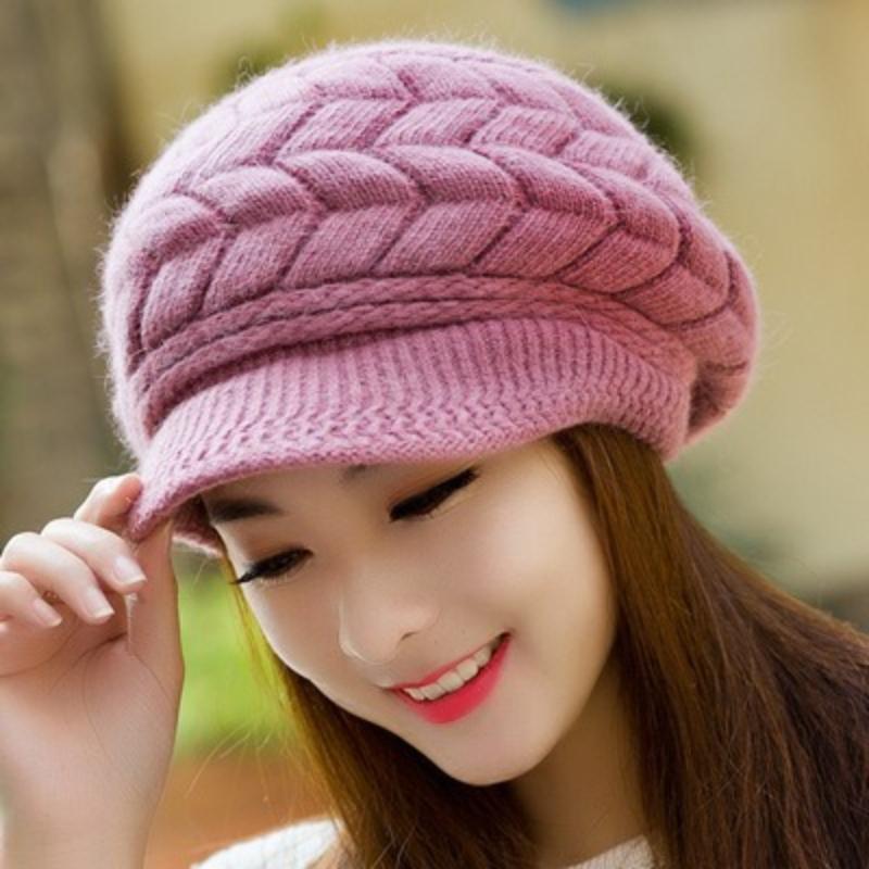 Sombrero de punto con trenzas de masa frita, sombrero de lana cálido, grueso y afelpado, adecuado para protección contra el viento al aire libre en otoño e invierno