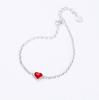 Charm Glaze Red Heart Bracelets Jewelry for Women Vintage 925 Sterling Silver Bracelets for Lady Accessories Female