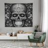 Wandbehang Schwarz-Weiß Totenkopfmuster Wandteppich für Schlafzimmer 50"x60" Vintage Wandteppiche Veranda Hängender Hintergrund Wandposter