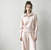 European and American casual knit set: women's half-zip sweater + high-waisted wide-leg pants, weighty two-piece set