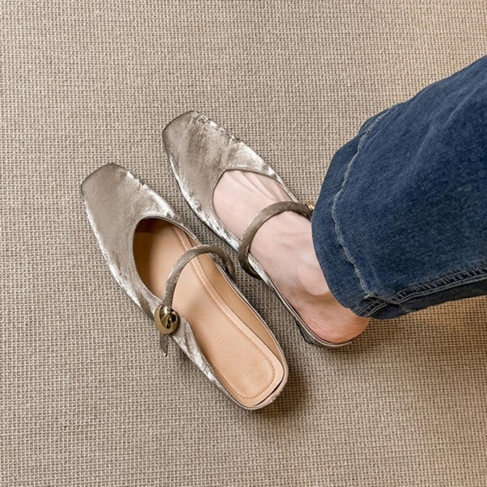 Fashion Baotou Half Slippers Women's Spring/Autumn New Shallow Mouth Pumps Women Interior Height Increase Large Size Women's Shoes 40-42