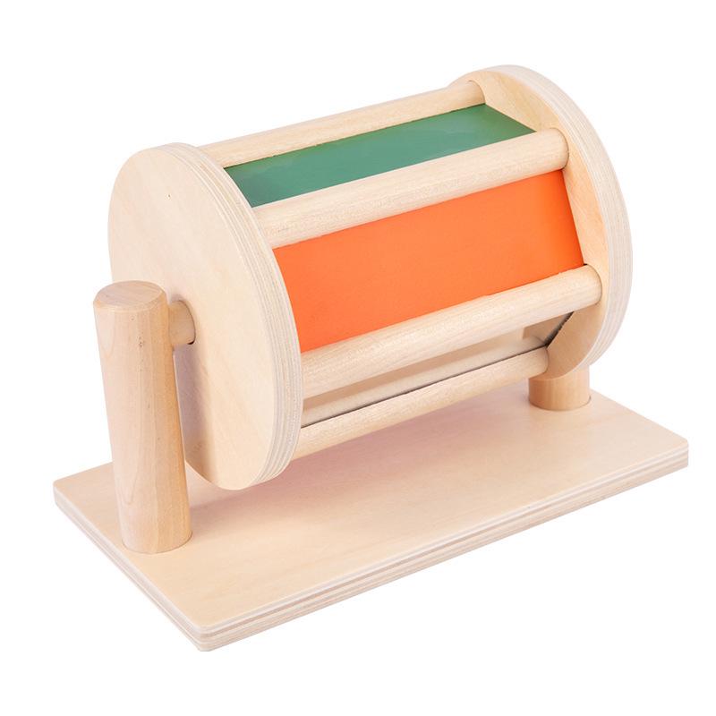 

Montessori Wooden Textile Drum - Infant & Toddler Hand-Eye Coordination and Logical Thinking Toy.