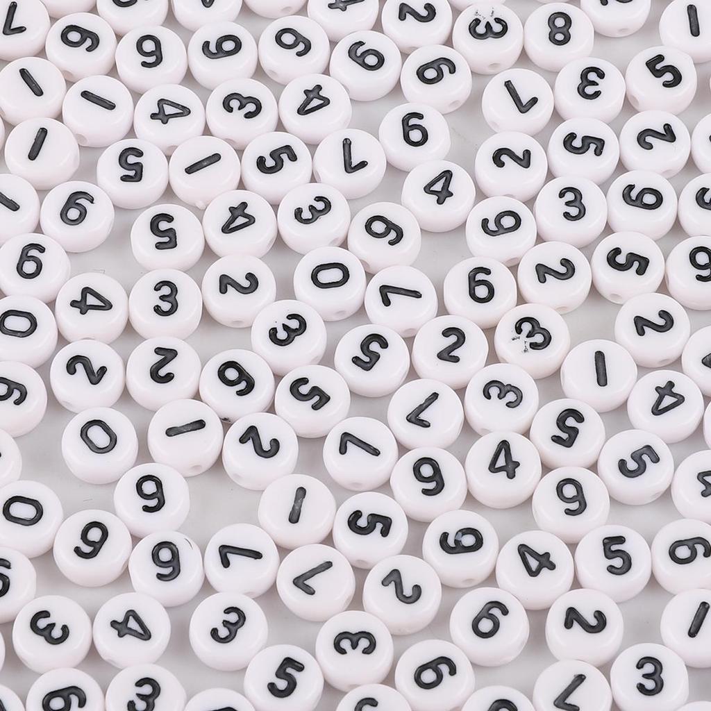 4x7mm 100Pcs Mixed English Letter Number Acrylic Flat Beads for DIY Jewelry Making Bracelet Necklace