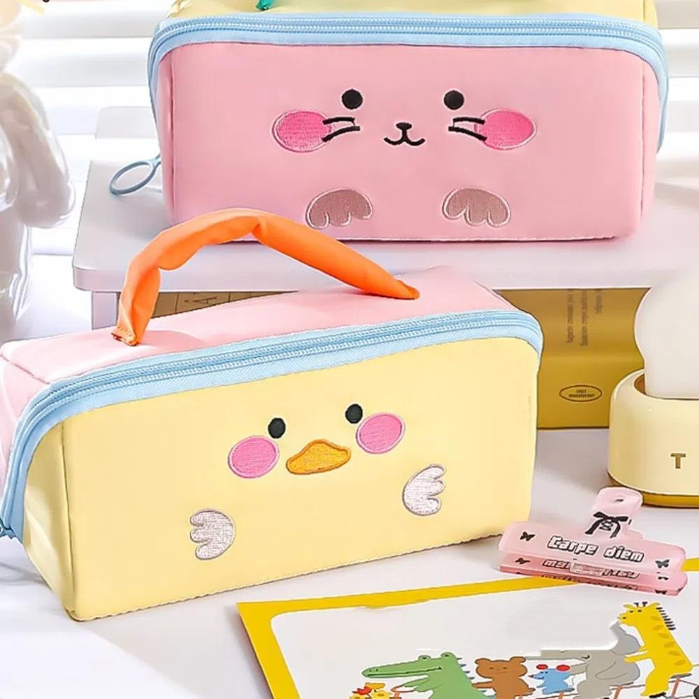 Large Capacity Korean Pencil Bag Duck Rabbit Dinosaur Makeup Bag  Office Supplies