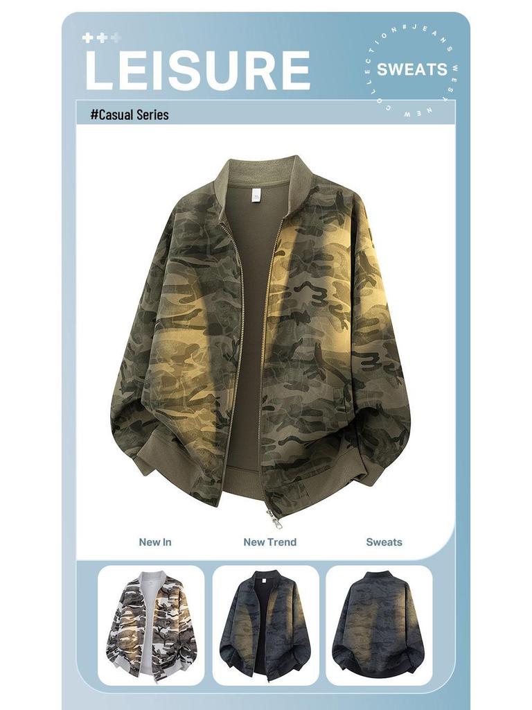 ACU Men's Clothing | Camouflage Baseball Cardigan Hoodie - Trendy American Sport Jacket for Spring Autumn Winter 2026