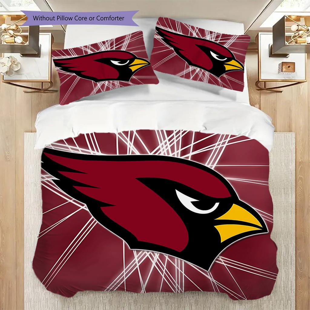 Arizona Cardinals Vzorovaná Sada Povlečení Prošívaná Přikrývka Povlak na Polštář Domácí Dekorace Narozeninový Dárek (1 * povlak na peřinu + 2 * povlak na polštář, bez jádra)