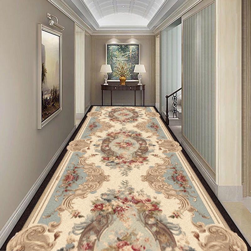European Style Luxury Long Corridor Carpet Hotel Runners Passageway Lint-free Rug Decoration Stairs Entrance Non-slip Floor Mats