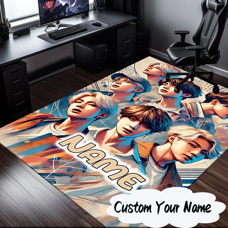 Custom Name K-pop Fashion Carpet, Chair Rug,Area Rug for Office Bedroom living rooms bedroom, Doormat decor Christmas fan gifts