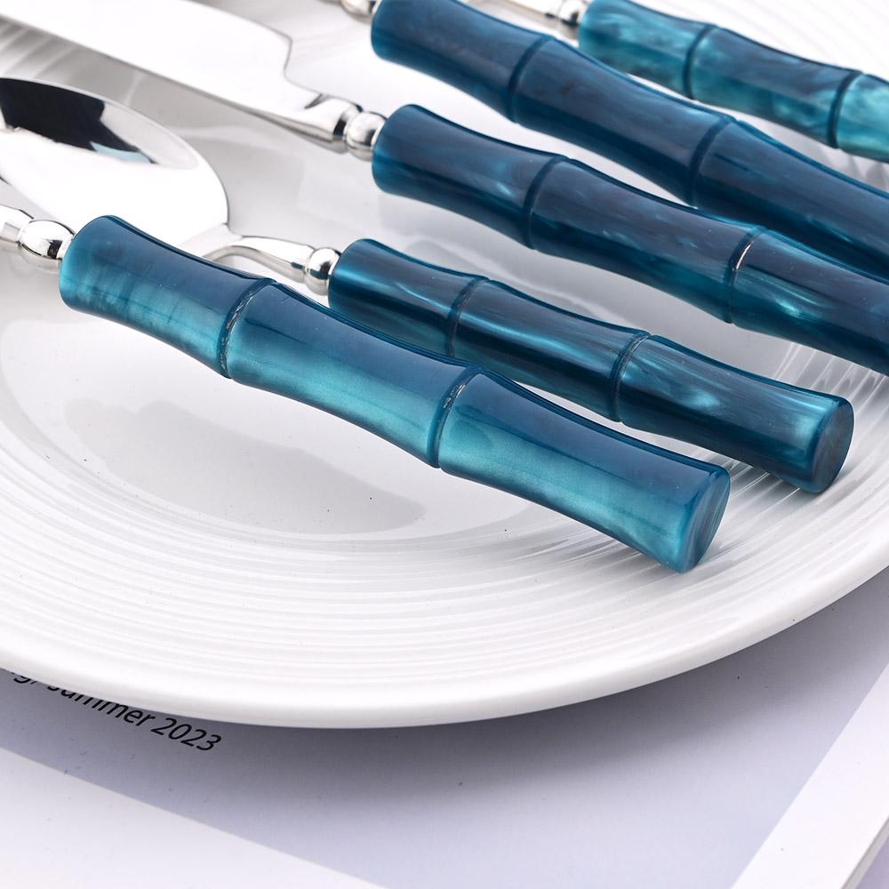 1 pz Manico in Plastica Posate Occidentali Acciaio Inossidabile a Specchio Stoviglie Coltello da Burro Forchetta Cucchiaio Stoviglie da Tavola per Cucina Festa
