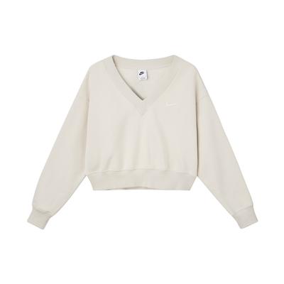 Sportswear Phoenix Short V-Neck Sweatshirt Women Tops Beige FN3652-104