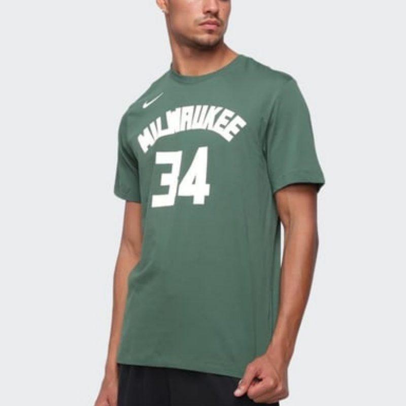Nike T Shirts Men's Green Crew Neck Moderate Straight Fit CV8535-326