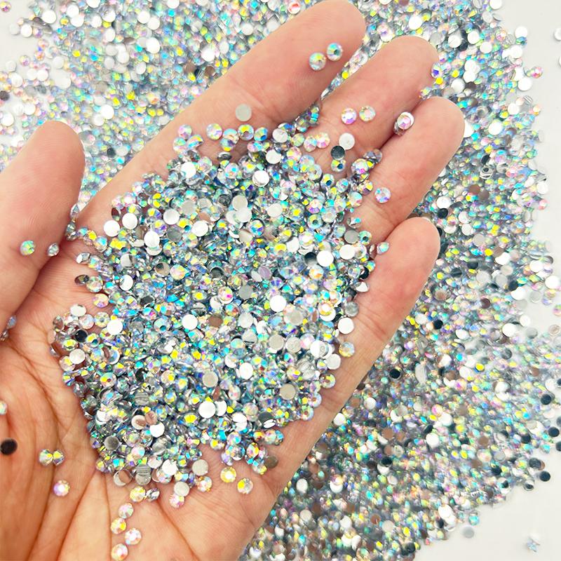 Hot Sale 2-6mm Flatback Resin Rhinestone Appliques Round Shape Bulk Colors for Nail Art Decoration Shoes Clothes Cup DIY