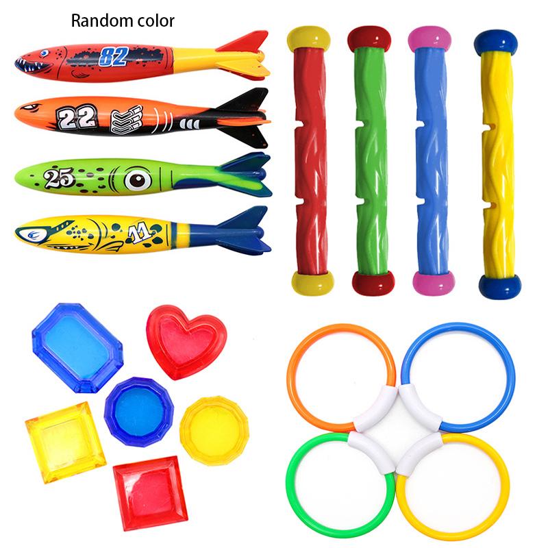 Детский надувной бассейн Водная игрушка Набор для ныряния Игрушка для поиска сокровищ, Торпеда для снорклинга Удочка для ныряния Набор драгоценных камней