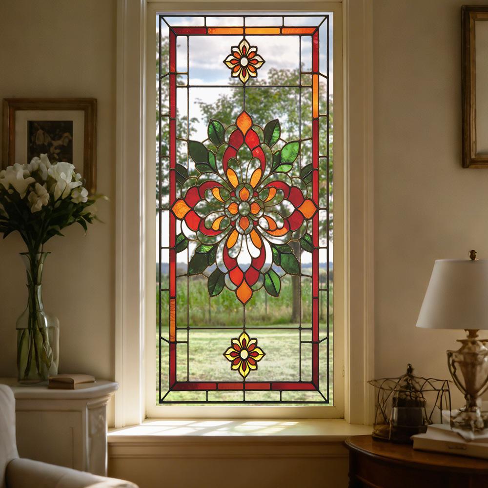 Retro Pattern Painted Mandala Outdoor Balcony Glass Display Window Sticker