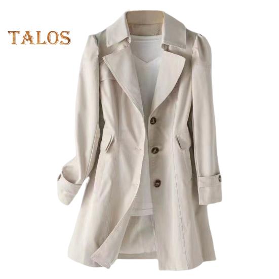 

Женское осенне-весеннее пальто, приталенное, однобортное, однотонное, с отложным воротником, карманами, средней длины, в корейском стиле, верхняя куртка для отдыха на природе XL бежевый