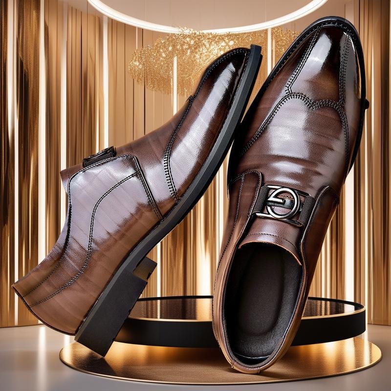 

2025 spring new business dress youth versatile lace-up men s leather shoes breathable casual wedding shoes men 44