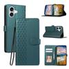 For iPhone 16 Case 3D Rhombus Grid Imprinted Wallet Leather Phone Cover with Lanyard