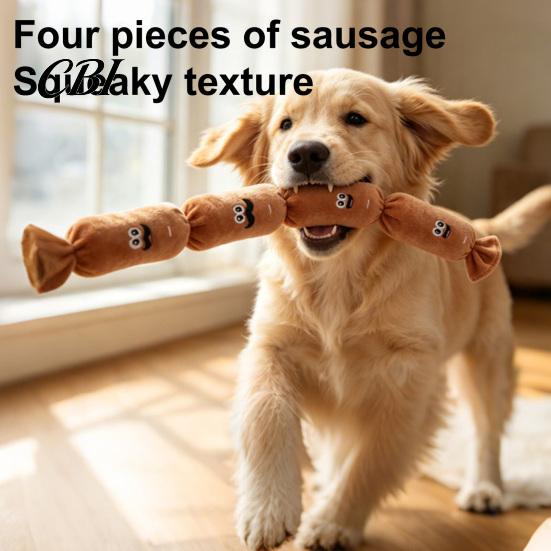 Noise-making Dog Toy Squeaky Plush Toy, Long Sausage Shape Chew with BB Sound, Built-in Squeaker Durable Bite Resistant for Small Medium Dogs,