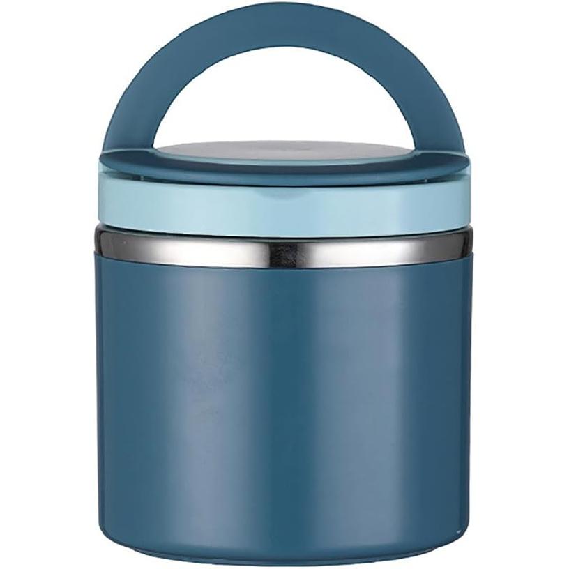 Пищевой термос Термос для супа для еды, Вакуумные пищевые термосы из нержавеющей стали с ручкой, Герметичный контейнер для супа Пищевой термос для пикника, 630 мл Розовый 630ML Blue