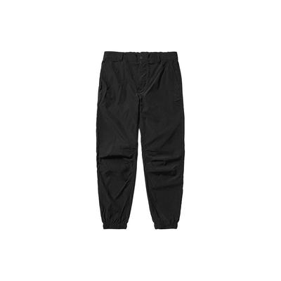 Solid Color Mid Waist Cuffed Casual Pants Men Bottoms Black A5XFF-001
