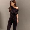 Korean Chic One-Shoulder Irregular Loose Solid Color Pullover T-Shirt