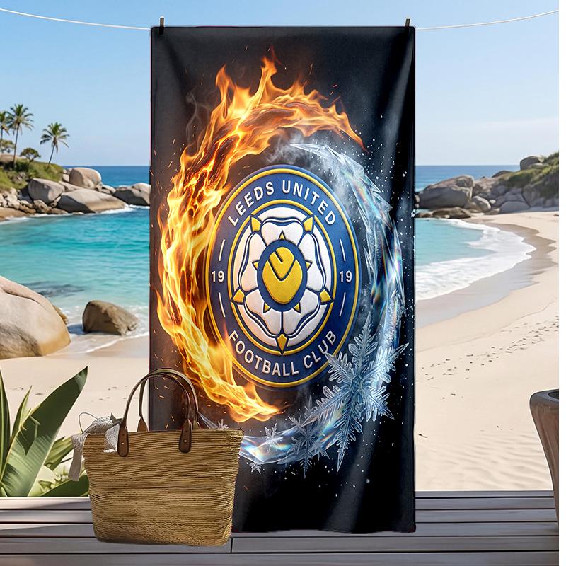 Asciugamano da Spiaggia con Stampa Leeds United Football, Asciugamano Grande Morbido ad Asciugatura Rapida per Spiaggia Campeggio Nuoto