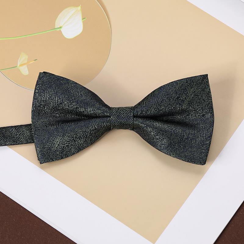 Men'S Fashion Bow Tie Color Woven Jacquard Double Striped Small Flower Business Retro Suit Shirt Bow