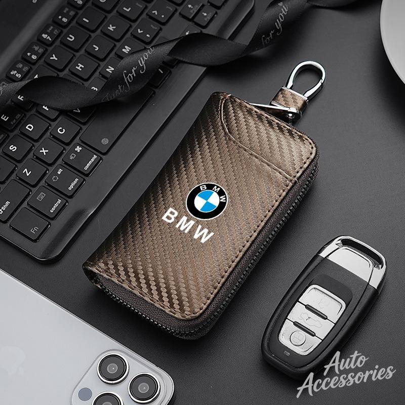 ORWI7 Carbon Fiber Car Key Case Wallet Holder Multifunction Storage Accessory For BMW F30 F20 F10 F18 F01 X3 X4 F06 F02 M3 M5 Sticker