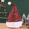Red & Black Plaid Snowflake Santa Hat with Large Pom-Pom - New Christmas Decorations Set