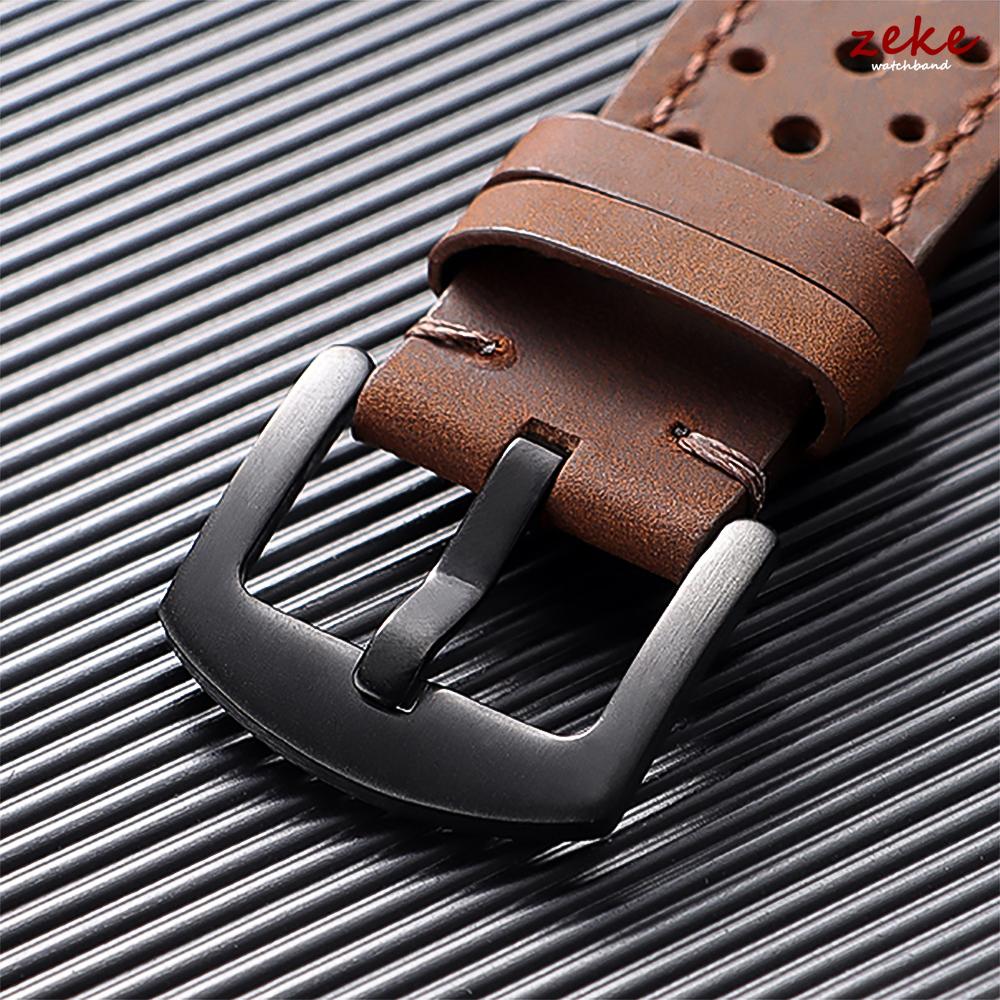 18/19/20/21/22/24mm Universal Genuine Cowhide Watch Band Metal Black Buckle Vintage Strap for Men Women Breathable Bracelet Belt